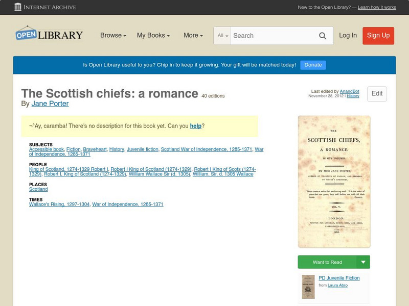 Open Library: The Scottish Chiefs: A Romance eBook Open Library: The Scottish Chiefs: A Romance eBook
