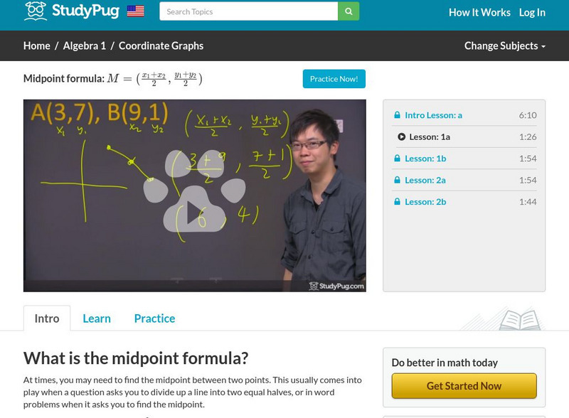 Study Pug: Midpoint Formula Instructional Video Study Pug: Midpoint Formula Instructional Video