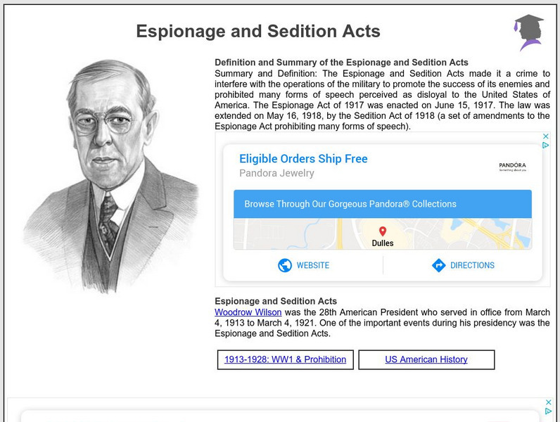 Siteseen: American Historama: Espionage and Sedition Acts Article Siteseen: American Historama: Espionage and Sedition Acts Article