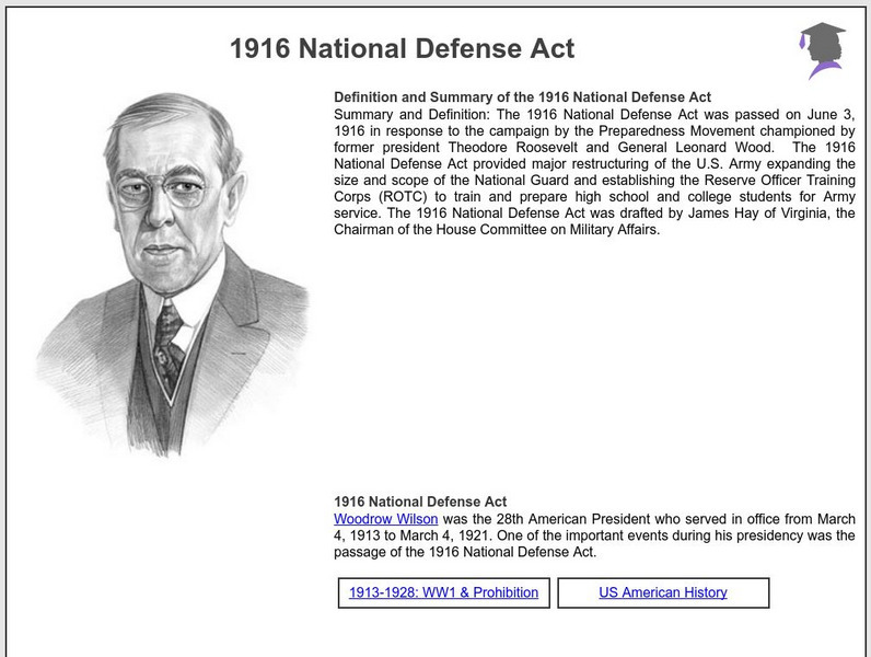 Siteseen: American Historama: 1916 National Defense Act Article Siteseen: American Historama: 1916 National Defense Act Article