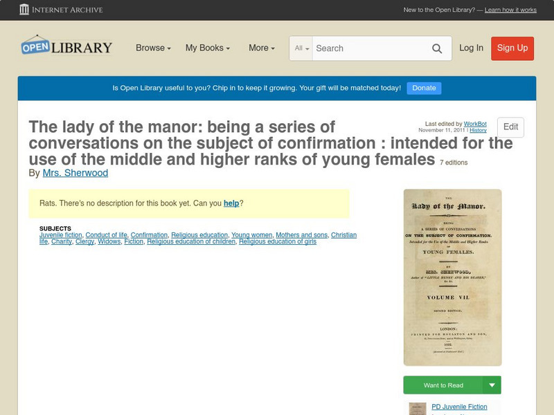 Open Library: The Lady of the Manor eBook Open Library: The Lady of the Manor eBook