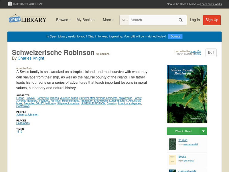 Open Library: Schweizerische Robinson eBook Open Library: Schweizerische Robinson eBook