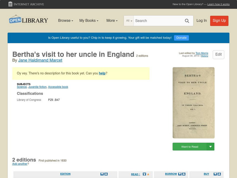 Open Library: Bertha's Visit to Her Uncle in England eBook