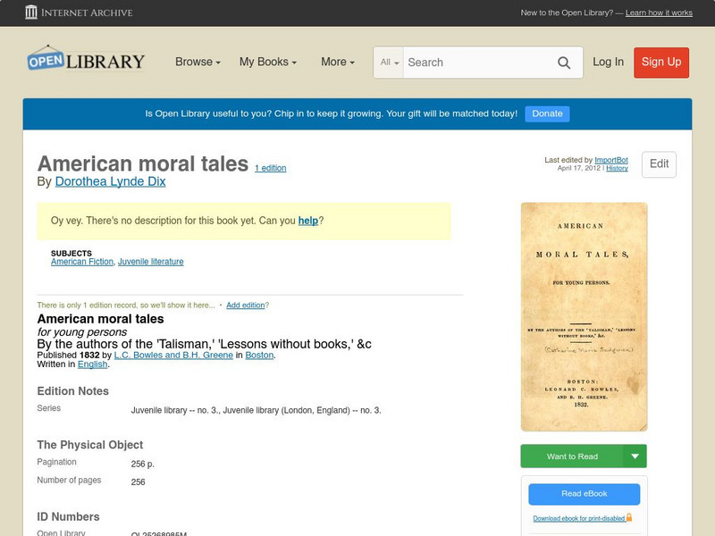 Open Library: American Moral Tales eBook Open Library: American Moral Tales eBook