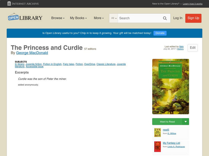 Open Library: The Princess and Curdie eBook