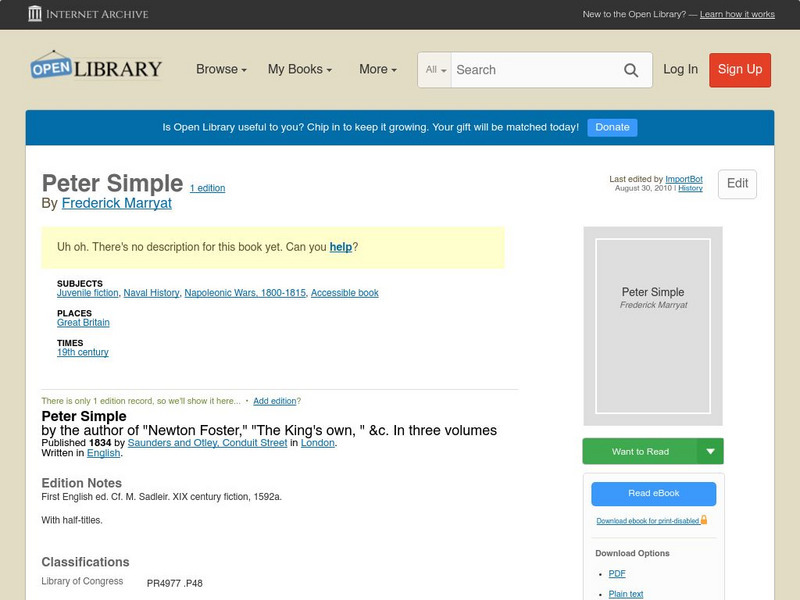Open Library: Peter Simple eBook Open Library: Peter Simple eBook