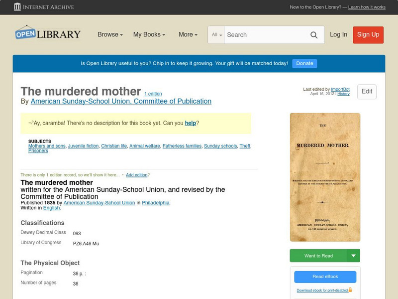 Open Library: The Murdered Mother eBook