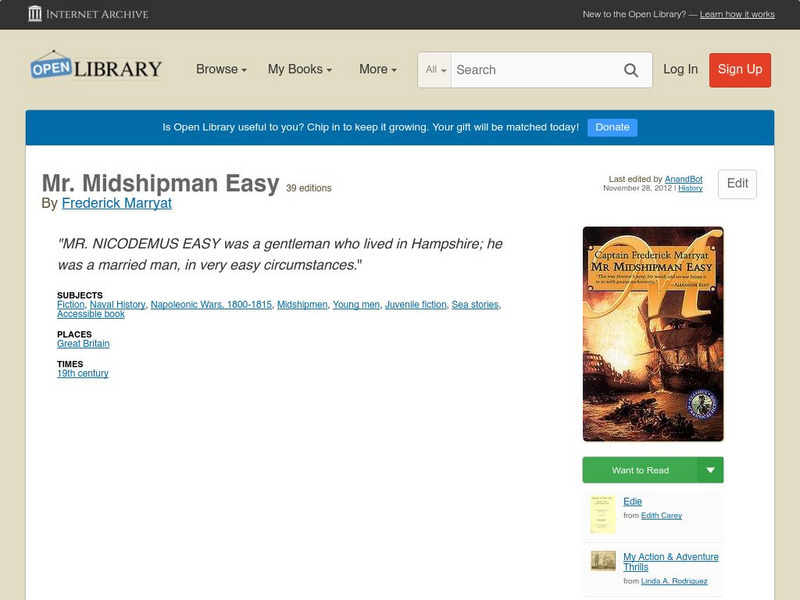 Open Library: Mr. Midshipman Easy eBook