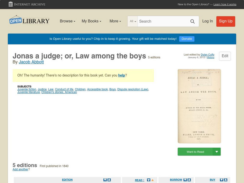 Open Library: Jonas a Judge; Or, Law Among the Boys eBook Open Library: Jonas a Judge; Or, Law Among the Boys eBook