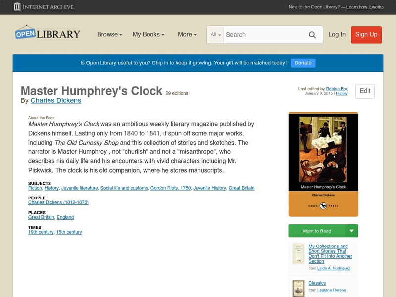 Open Library: Master Humphrey's Clock eBook Open Library: Master Humphrey's Clock eBook