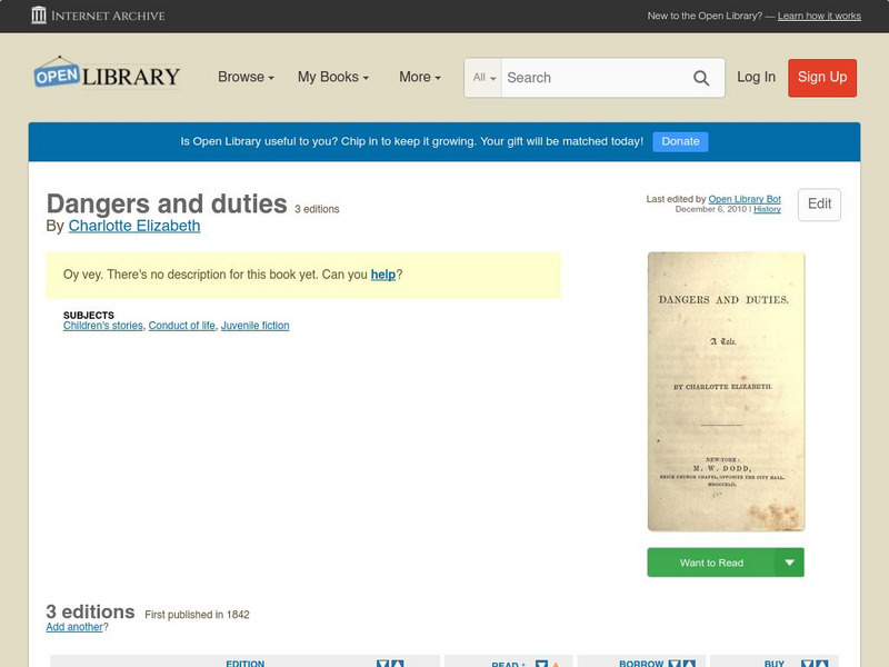 Open Library: Dangers and Duties eBook