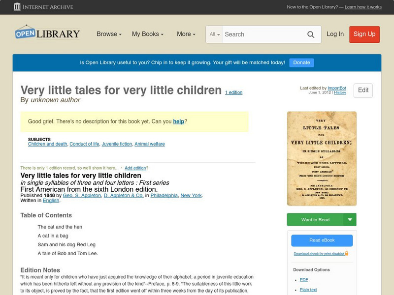 Open Library: Very Little Tales for Very Little Children Primary Open Library: Very Little Tales for Very Little Children Primary
