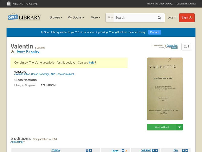 Open Library: Valentin eBook