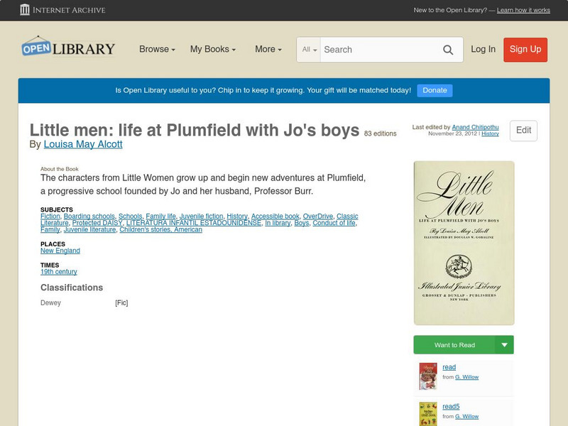 Open Library: Little Men: Life at Plumfield With Jo's Boys eBook