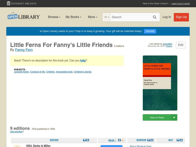 Open Library: Little Ferns for Fanny's Little Friends eBook