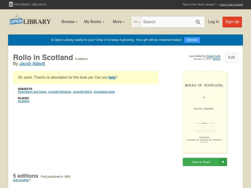 Open Library: Rollo in Scotland by Jacob Abbott Primary Open Library: Rollo in Scotland by Jacob Abbott Primary