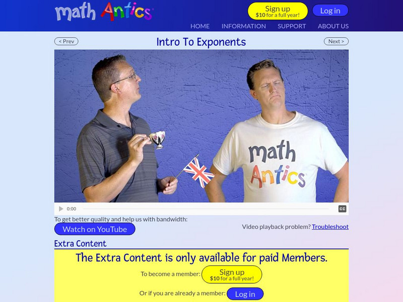 Math Antics: Intro to Exponents Instructional Video