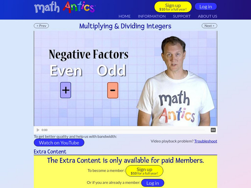 Math Antics: Integer Multiply and Divide Instructional Video Math Antics: Integer Multiply and Divide Instructional Video