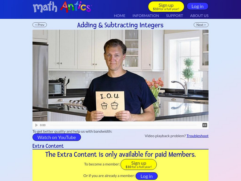 Math Antics: Integer Addition and Subtraction Instructional Video Math Antics: Integer Addition and Subtraction Instructional Video