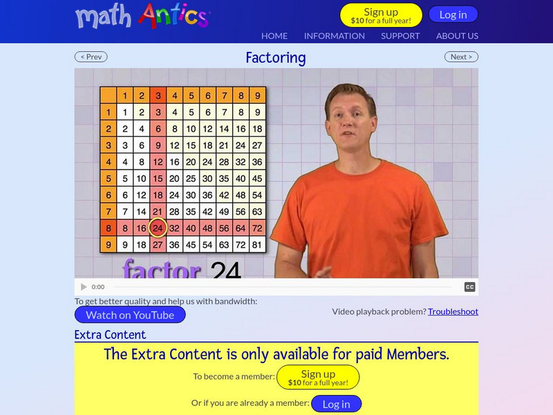 Math Antics Factoring Instructional Video For 6th 9th Grade Lesson Math Antics Factoring Instructional Video For 6th 9th Grade Lesson