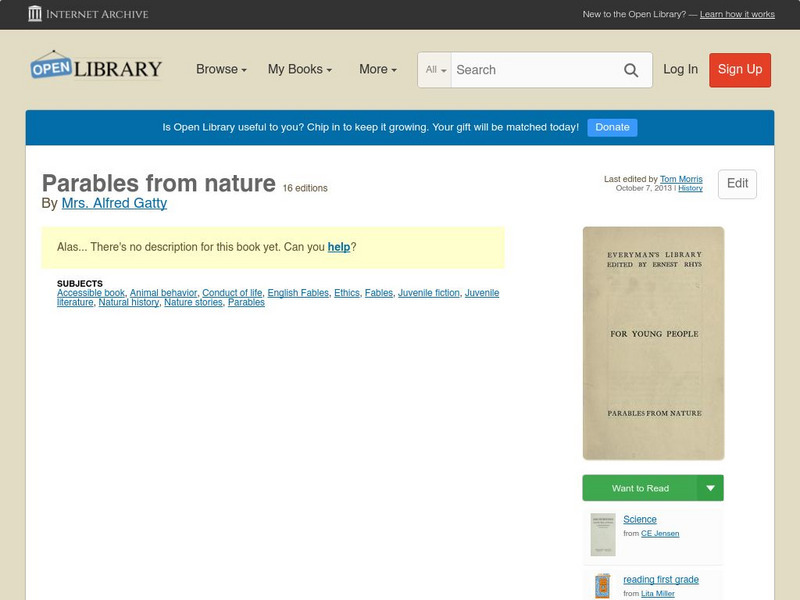 Open Library: Parables From Nature eBook