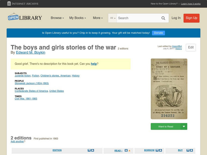 Open Library: The Boys and Girls Stories of the War eBook