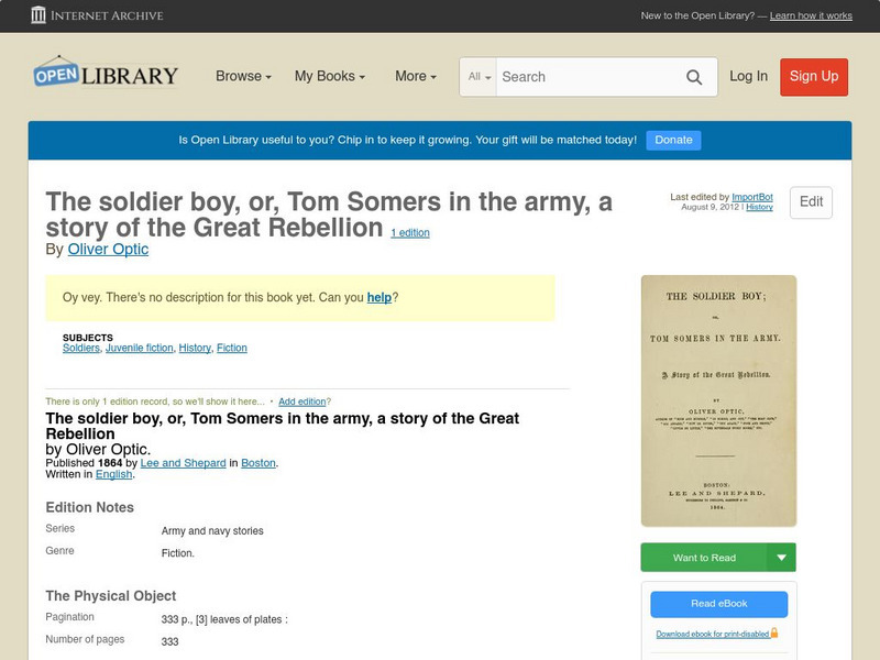 Open Library: The Soldier Boy eBook