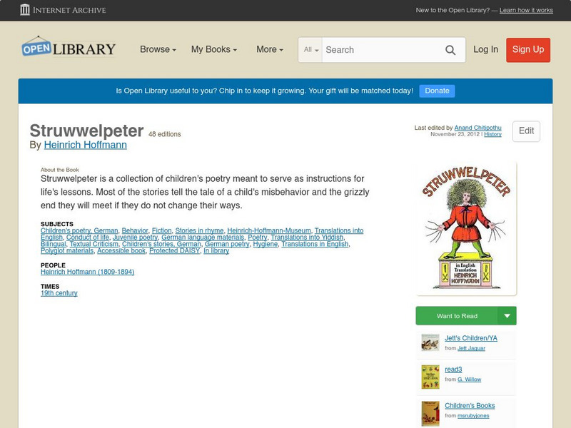 Open Library: Struwwelpeter eBook