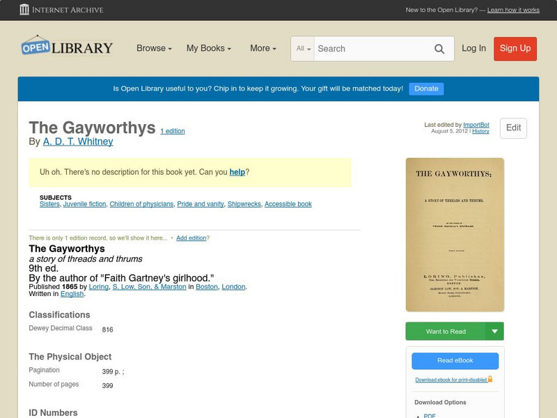 Open Library: The Gayworthys eBook