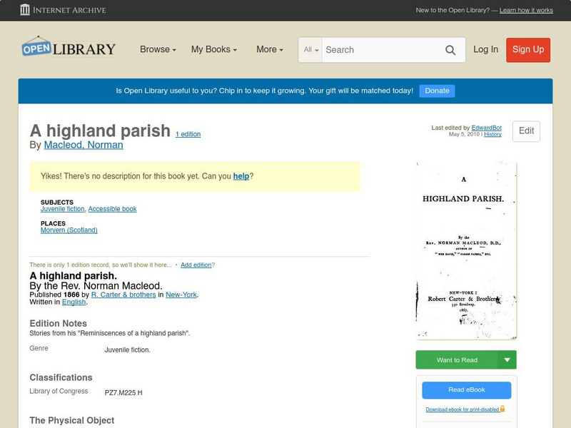 Open Library: A Highland Parish eBook