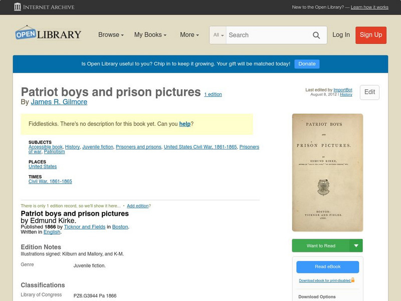 Open Library: Patriot Boys and Prison Pictures eBook