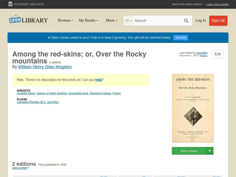 Open Library: Among the Red Skins; Or, Over the Rocky Mountains eBook Open Library: Among the Red Skins; Or, Over the Rocky Mountains eBook