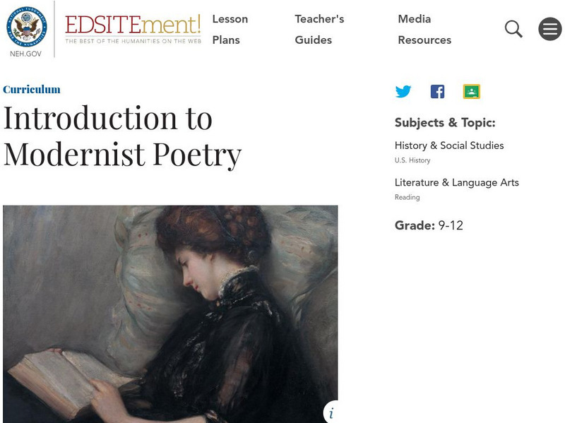 Neh: Edsit Ement: Introduction to Modernist Poetry Lesson Plan Neh: Edsit Ement: Introduction to Modernist Poetry Lesson Plan