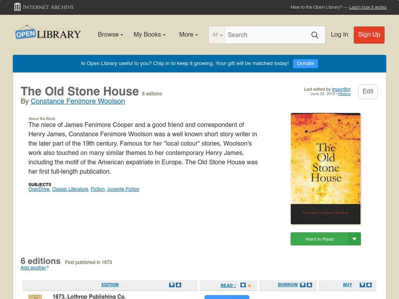 Open Library: The Old Stone House eBook