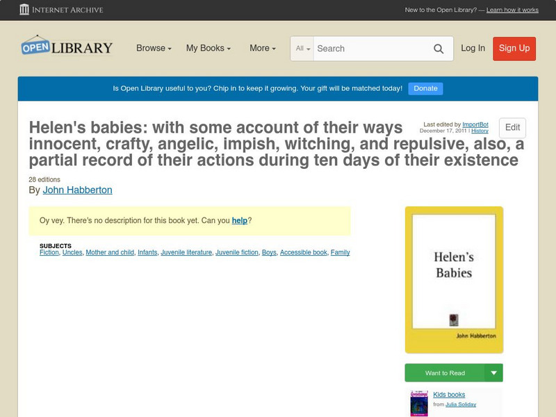 Open Library: Helen's Babies eBook