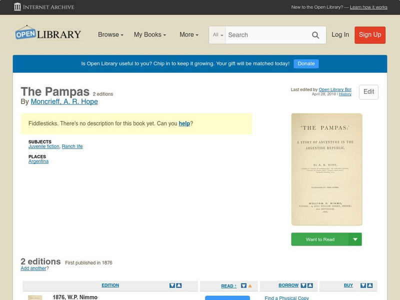 Open Library: The Pampas eBook