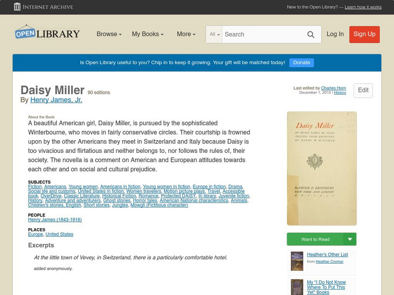 Open Library: Daisy Miller eBook