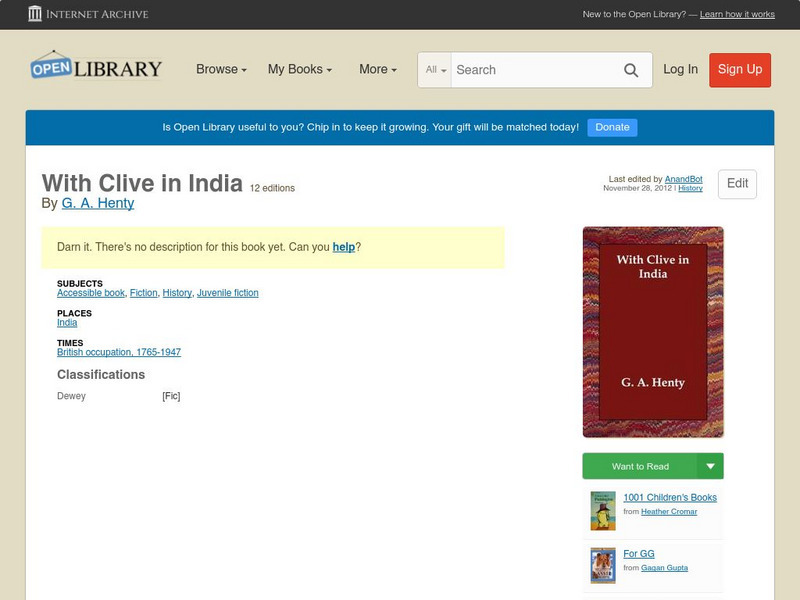 Open Library: With Clive in India eBook Open Library: With Clive in India eBook