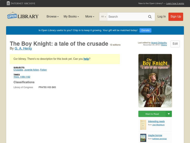 Open Library: The Boy Knight: A Tale of the Crusade eBook Open Library: The Boy Knight: A Tale of the Crusade eBook