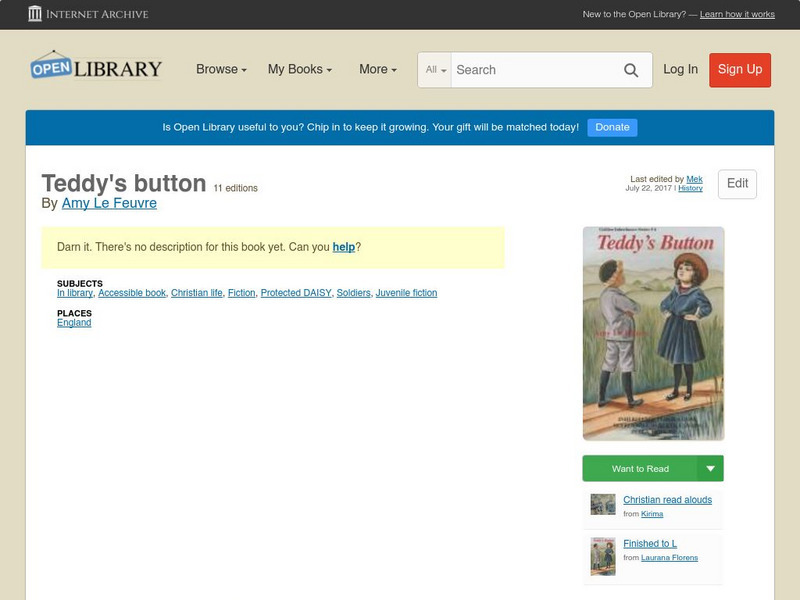 Open Library: Teddy's Button eBook Open Library: Teddy's Button eBook