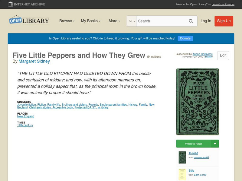 Open Library: Five Little Peppers and How They Grew eBook