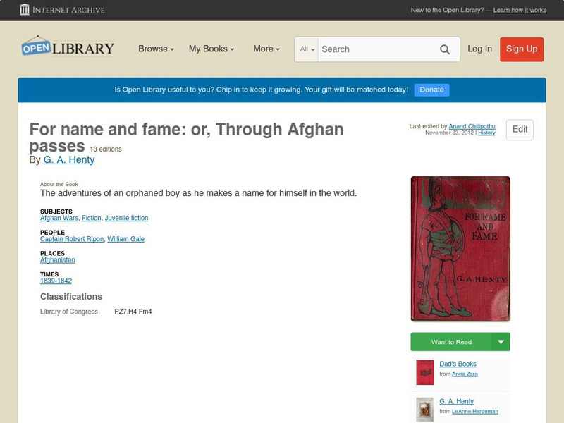 Open Library: For Name and Fame: Or, Through Afghan Passes eBook Open Library: For Name and Fame: Or, Through Afghan Passes eBook
