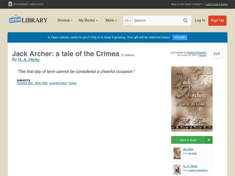 Open Library: Jack Archer: A Tale of the Crimea eBook Open Library: Jack Archer: A Tale of the Crimea eBook