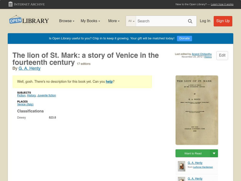 Open Library: The Lion of St. Mark eBook Open Library: The Lion of St. Mark eBook