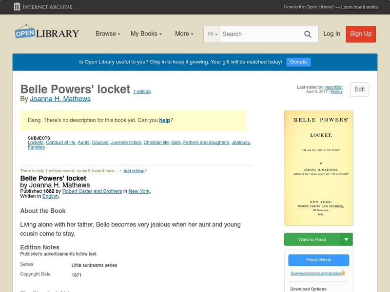 Open Library: Belle Powers' Locket eBook