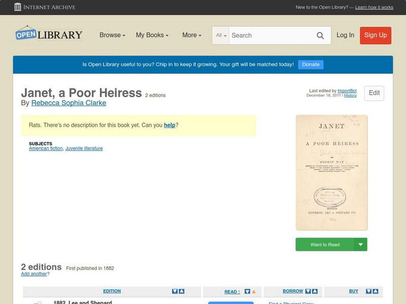 Open Library: Janet, a Poor Heiress eBook Open Library: Janet, a Poor Heiress eBook