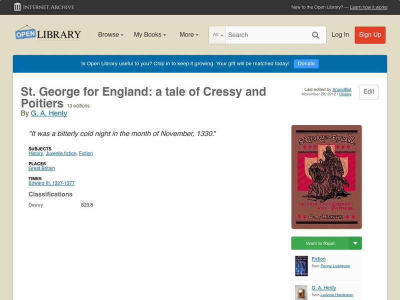 Open Library: St. George for England: A Tale of Cressy and Poitiers eBook Open Library: St. George for England: A Tale of Cressy and Poitiers eBook