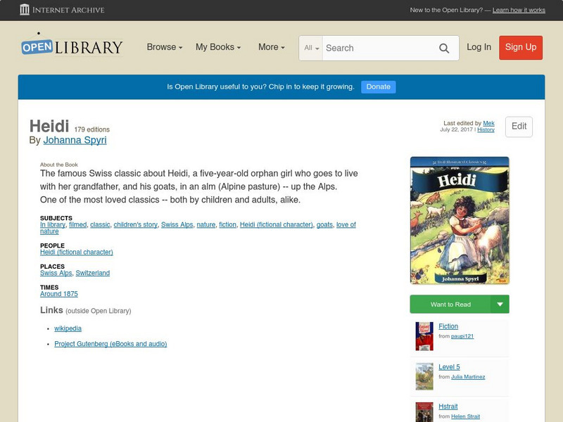 Open Library: Heidi eBook