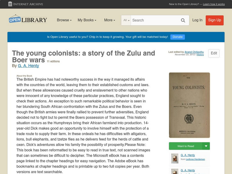 Open Library: The Young Colonists: A Story of the Zulu and Boer Wars eBook Open Library: The Young Colonists: A Story of the Zulu and Boer Wars eBook