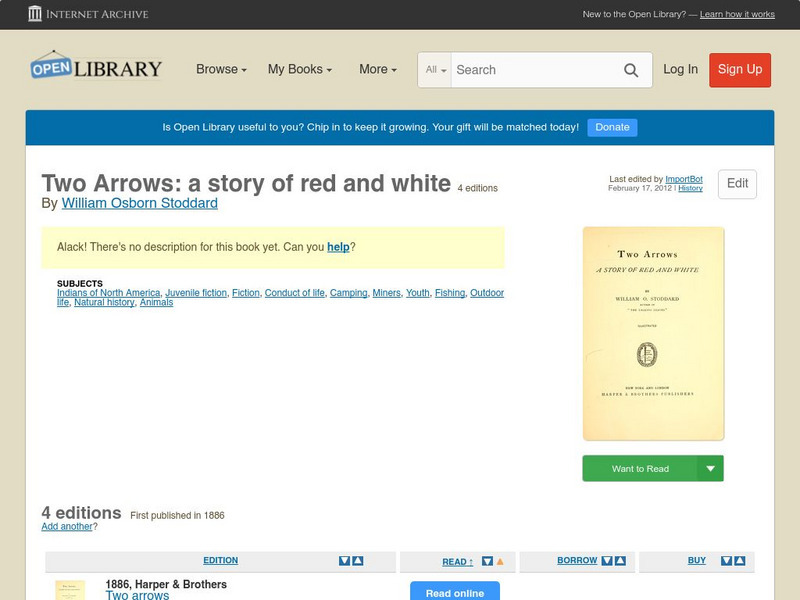 Open Library: Two Arrows: A Story of Red and White eBook Open Library: Two Arrows: A Story of Red and White eBook